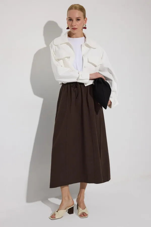 JUPE À TAILLE ÉLASTIQUE AVEC POCHES