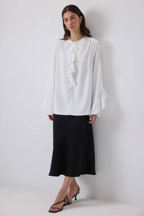 FIRFIR DETAYLI ŞİFON BLUZ