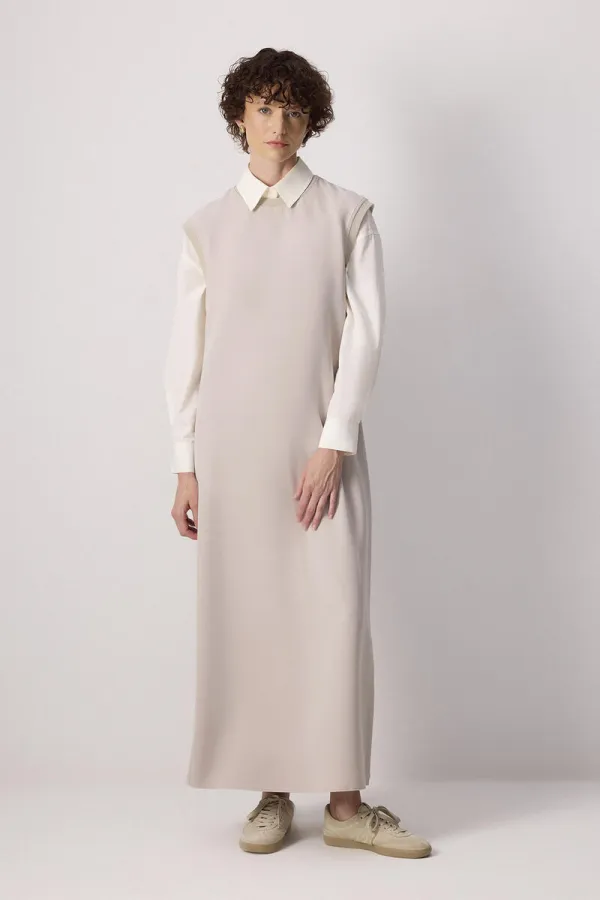Bicycle collar crepe vest Bicycle collar crepe vest