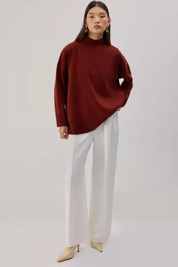 STAND COLLAR BASIC KNITTED SWEATER