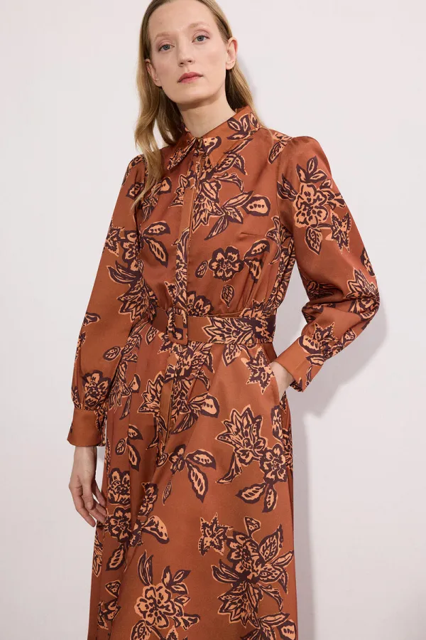 DESENLİ SATEN ELBİSE