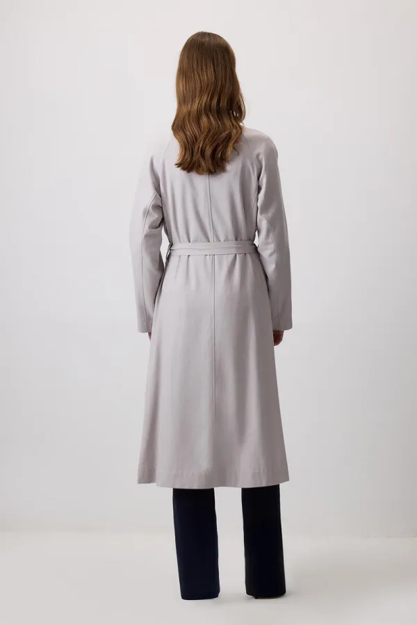 DOUBLE-BREASTED LINEN TRENCH COAT WITH GOLD BUTTONS DOUBLE-BREASTED LINEN TRENCH COAT WITH GOLD BUTTONS
