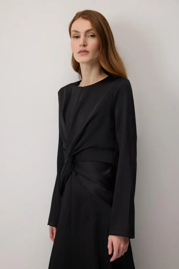 DRAPELİ SATEN ELBİSE