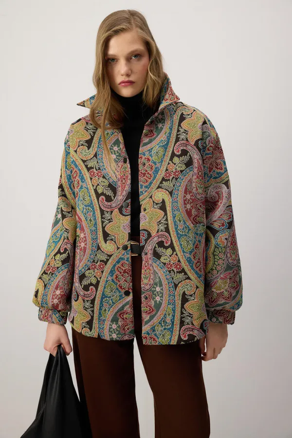 Shawl Pattern Bomber Jacket