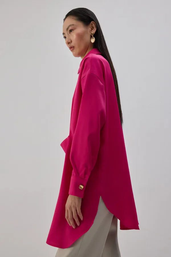 OVERSIZE BANTLI SATEN GÖMLEK