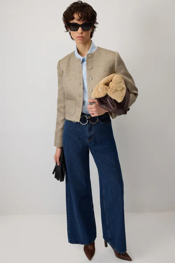 PANTALON EN JEAN À JAMBES LARGES