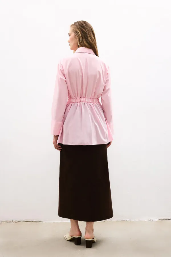 PEPLUM TUNIC WITH CORSET AT THE WAIST