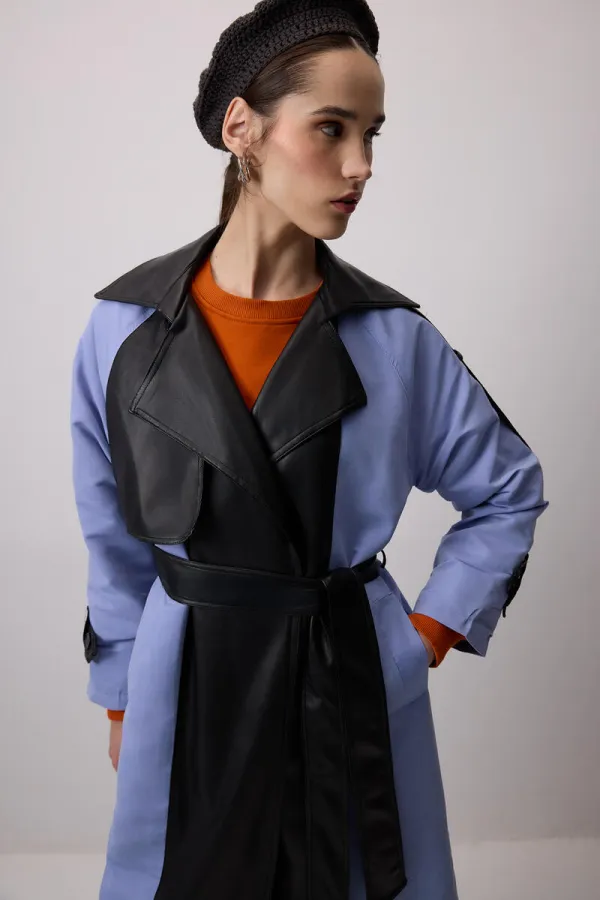 DERİ GARNİLİ TRENÇKOT