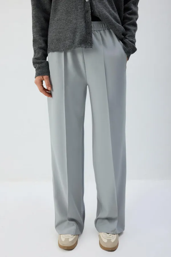 RIBBED PANTS WITH ELASTIC WAISTBAND RIBBED PANTS WITH ELASTIC WAISTBAND