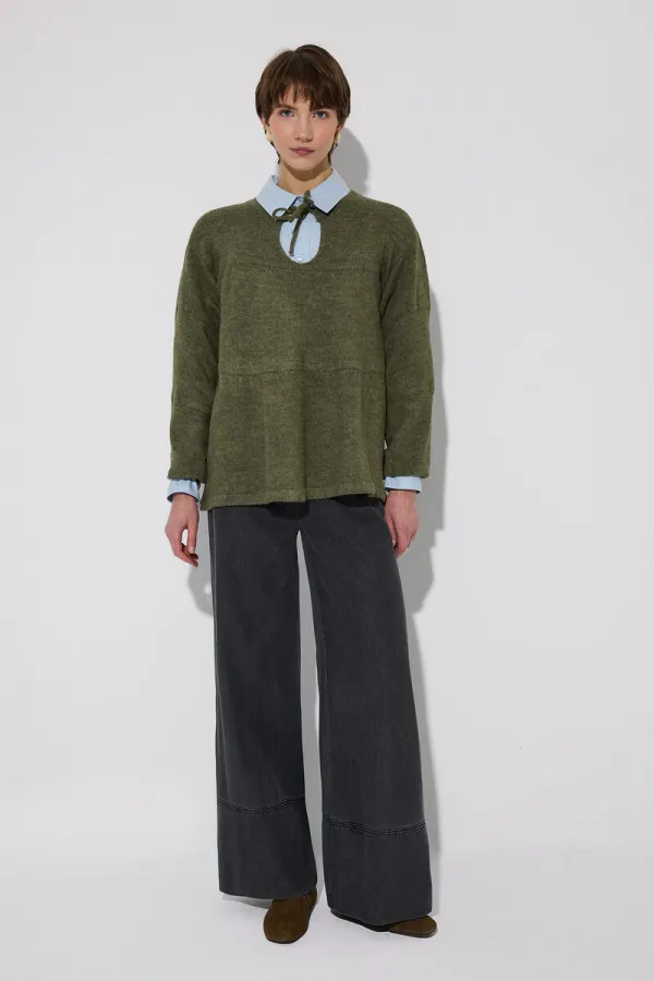 ÖNDEN BAĞLAMALI TRİKO KAZAK