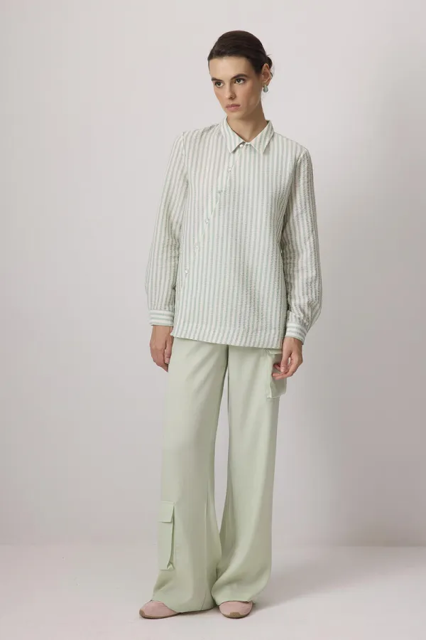 CHEMISE À RAYURES GAUFRÉES