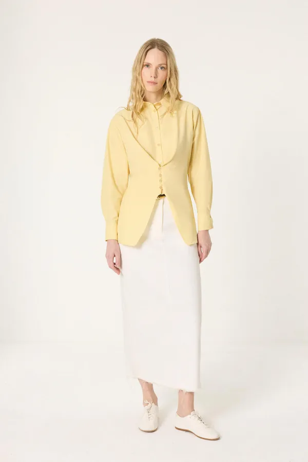 DÜĞME DETAYLI POPLIN GÖMLEK