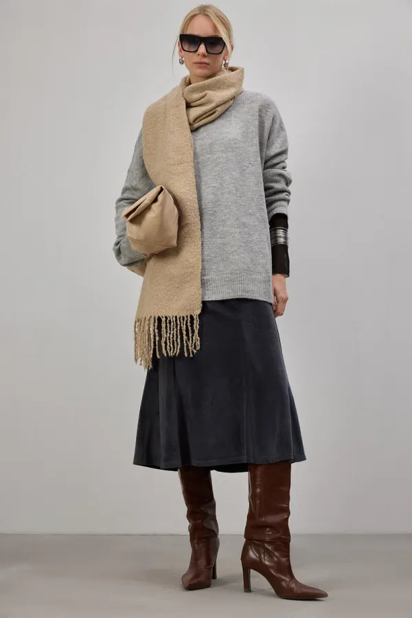 BİSİKLET YAKA OVERSİZE TRİKO KAZAK