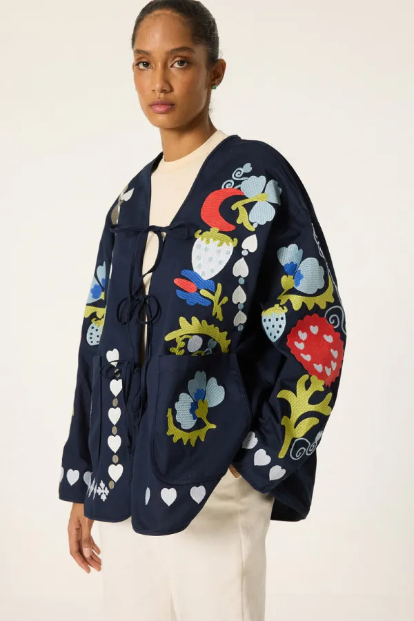 VESTE EN GABARDINE BRODÉE VESTE EN GABARDINE BRODÉE