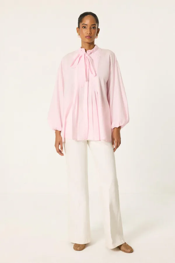 FRONT PLEATED POPLIN SHIRT FRONT PLEATED POPLIN SHIRT