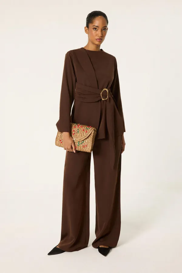 ENSEMBLE TUNIQUE ET PANTALON AVEC BOUCLE DORÉE
