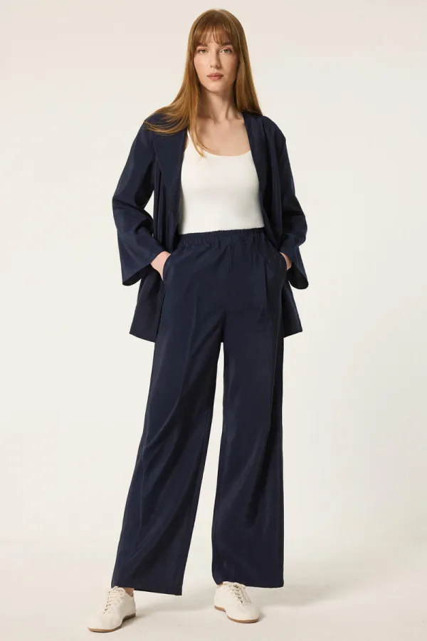 BELİ LASTİKLİ KUPRA PANTOLON
