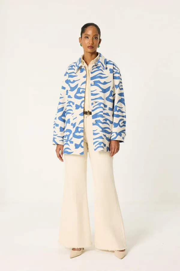 VESTE EN GABARDINE À MOTIFS