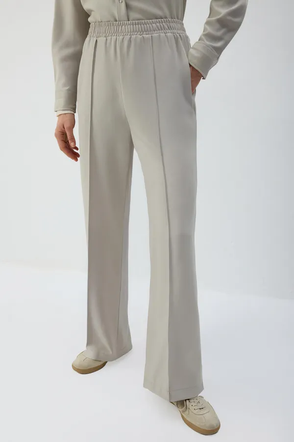 RIBBED PANTS WITH ELASTIC WAISTBAND RIBBED PANTS WITH ELASTIC WAISTBAND