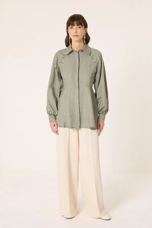 STRIPED PEPLUM SHIRT STRIPED PEPLUM SHIRT