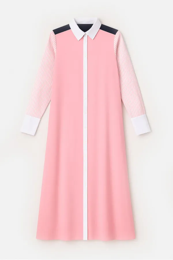 ROBE CHEMISE À COULEURS UNIES