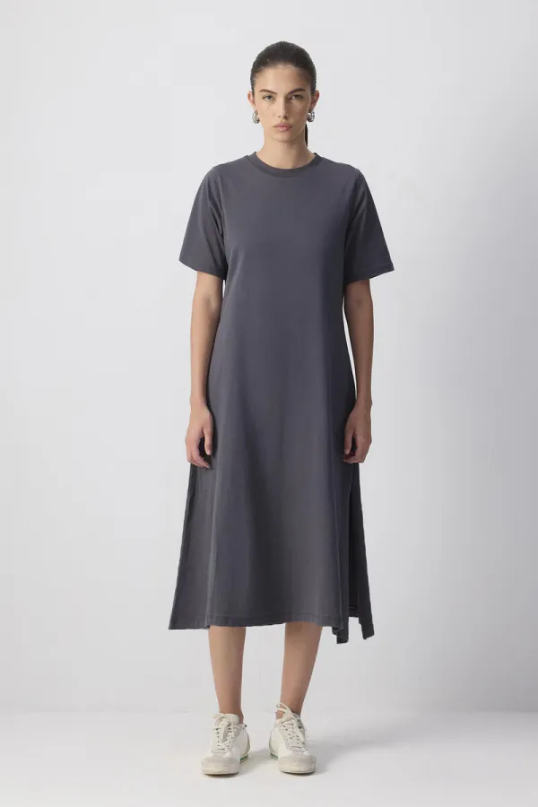 100% COTTON SHORT-SLEEVED KNITTED DRESS