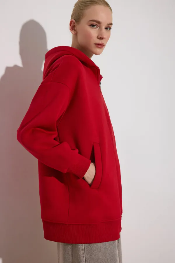 HOODED SWEATSHIRT WITH ZIPPER DETAIL