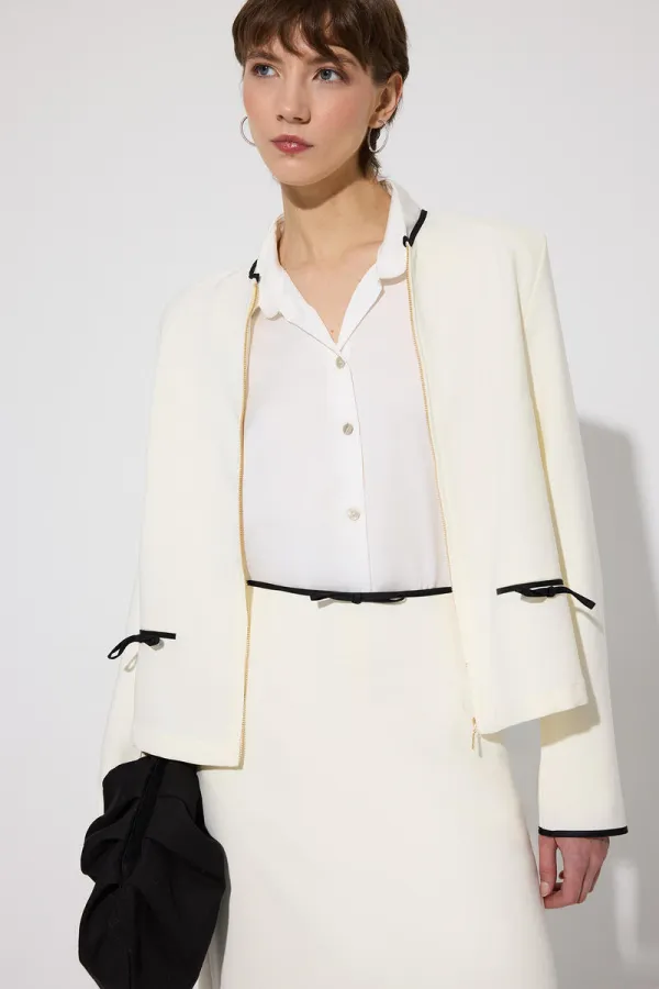 VESTE EN CRÊPE À FERMETURE ÉCLAIR