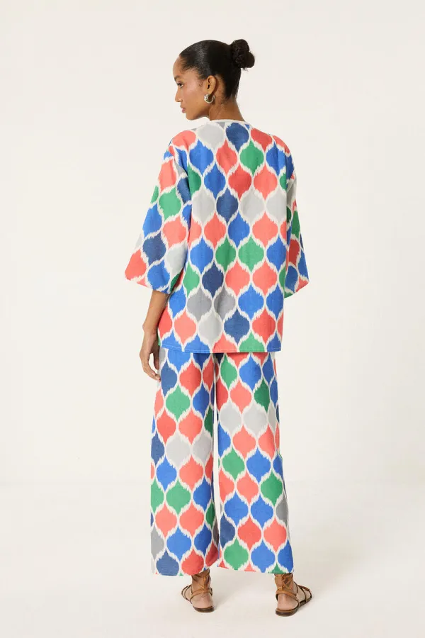 ENSEMBLE EN LIN IMPRIMÉ TEXTURÉ