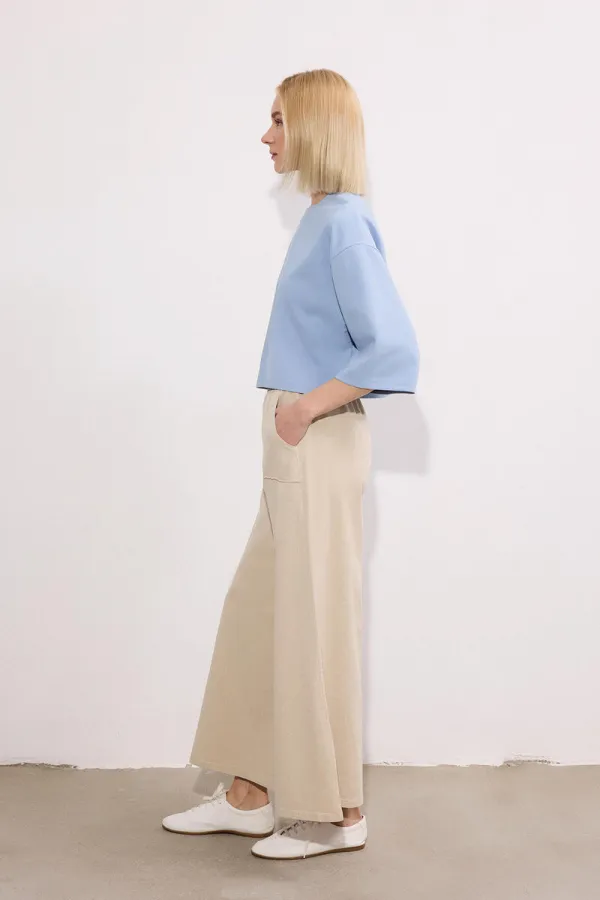 BELİ LASTİKLİ CEPLİ GABARDİN PANTOLON