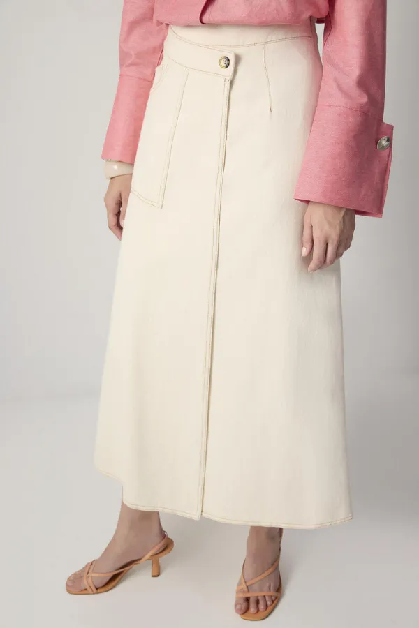 JUPE EN JEAN NATUREL PORTE-CŒUR