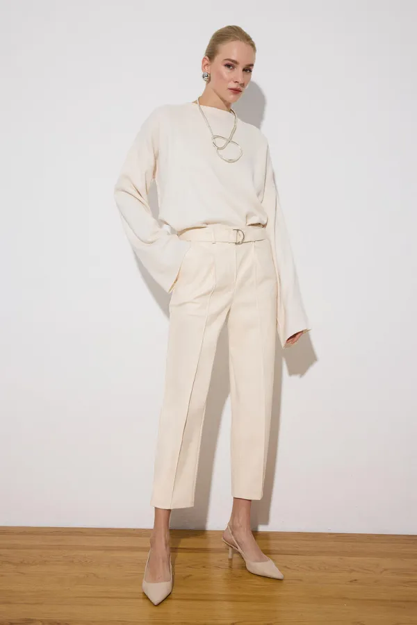 VEGAN LEATHER PANTS WITH BELT