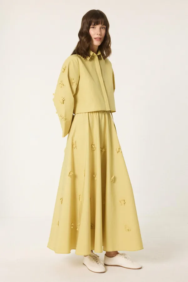 POPLIN SET WITH FLORAL APPLIQUES