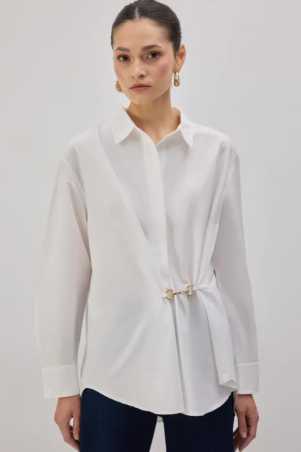 POPLIN SHIRT WITH METAL ACCESSORIES