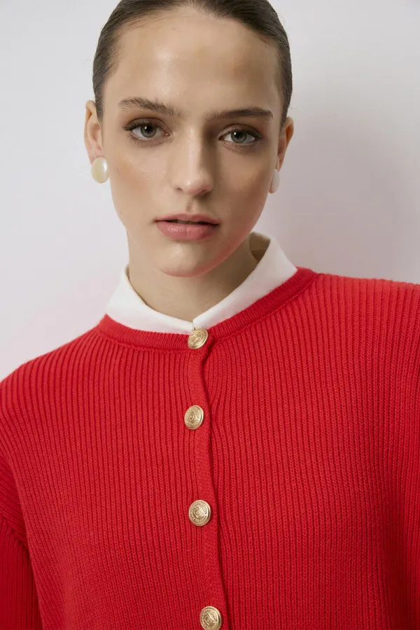 LONG CARDIGAN WITH GOLD BUTTONS