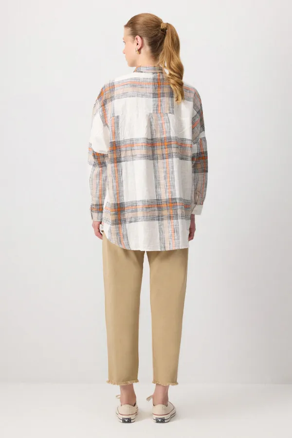 100% COTTON PLAID OVERSIZE SHIRT