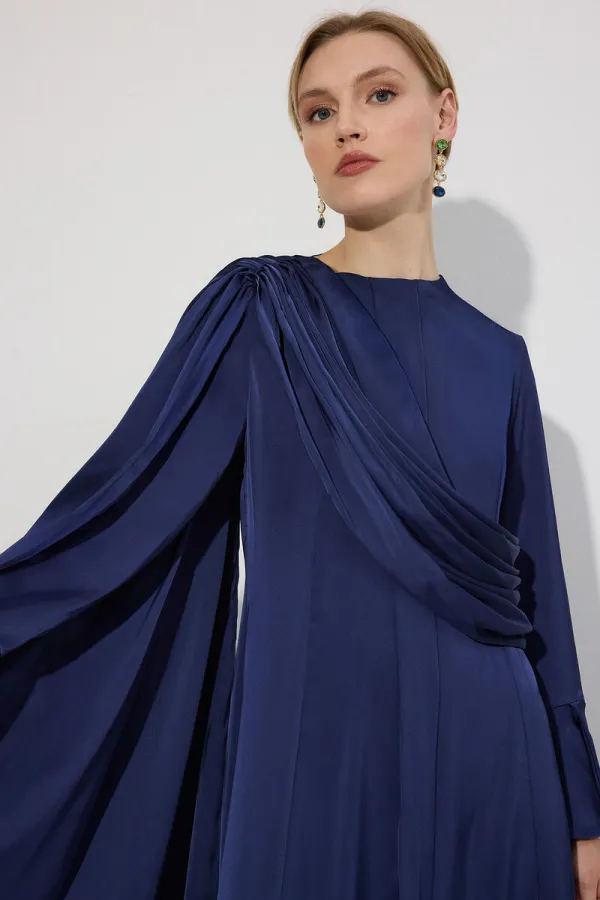 DRAPED SATIN DRESS
