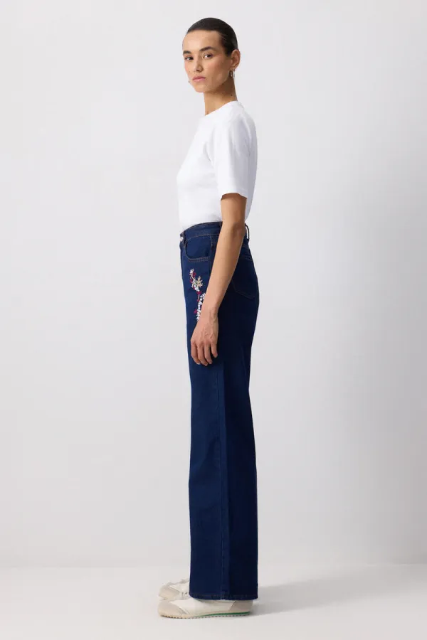 NAKIŞLI DENİM PANTOLON
