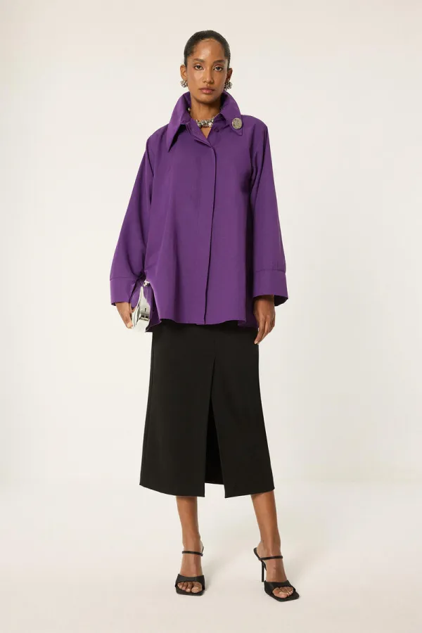 CHEMISE EN POPLINE ASYMÉTRIQUE