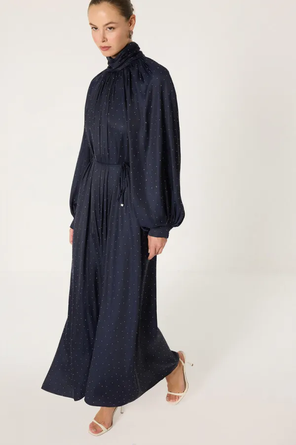 TAŞLI ŞİFON ELBİSE