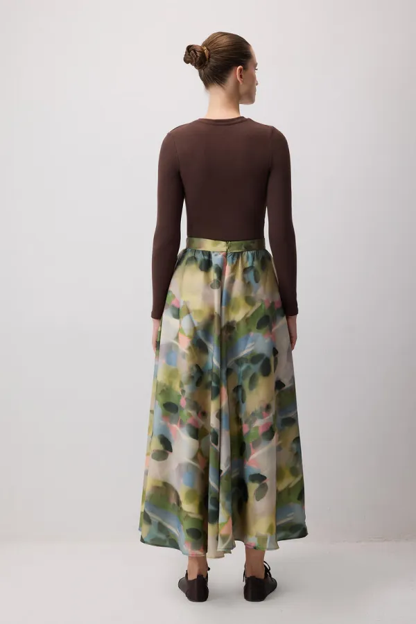 PATTERNED SATIN SKIRT PATTERNED SATIN SKIRT