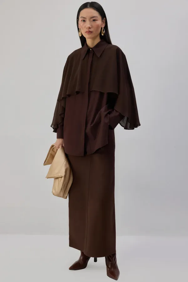 CHIFFON TRIMMING POPLIN SHIRT CHIFFON TRIMMING POPLIN SHIRT