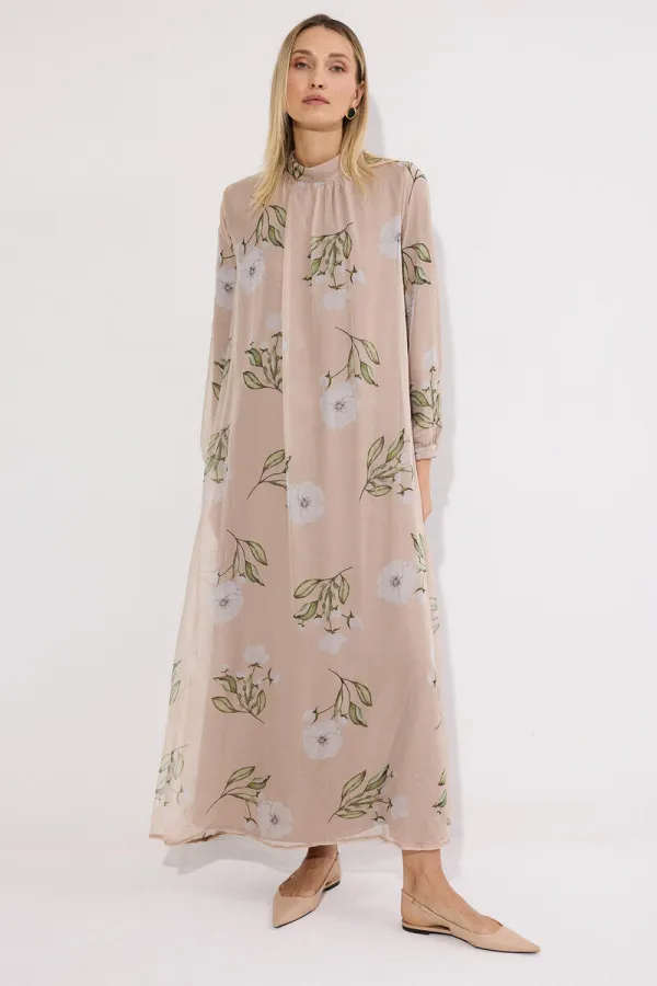 Robe longue doublée en mousseline