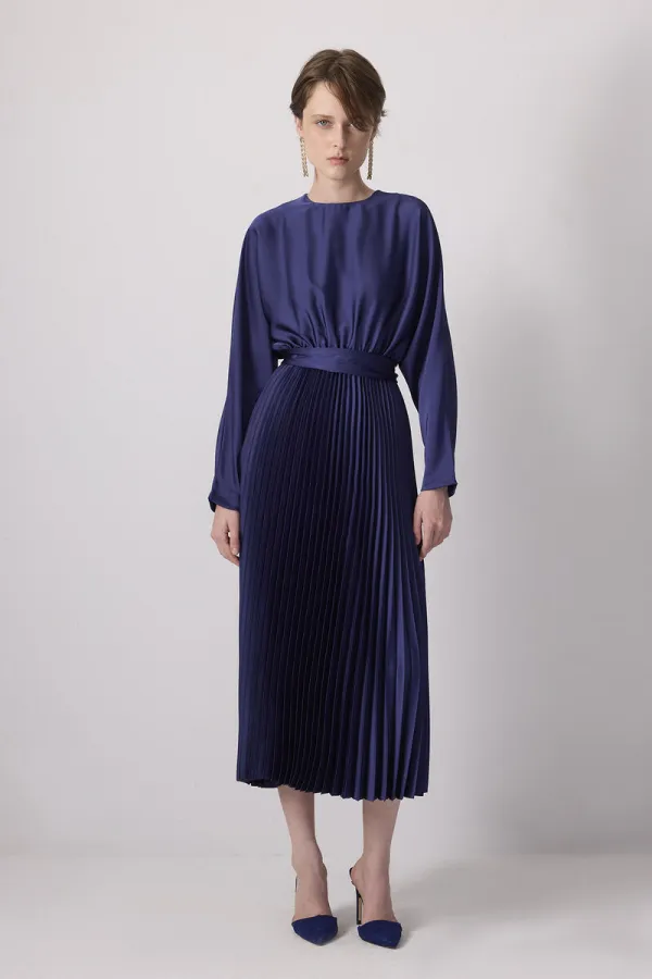 PİLELİ SATEN  ELBİSE