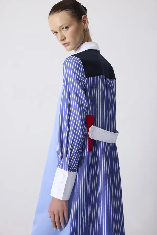 BLOK RENKLİ GÖMLEK ELBİSE