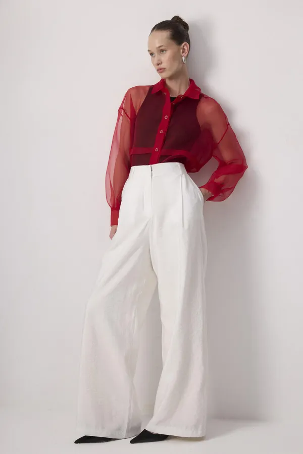 PİLE DETAYLI KUPRA PANTOLON