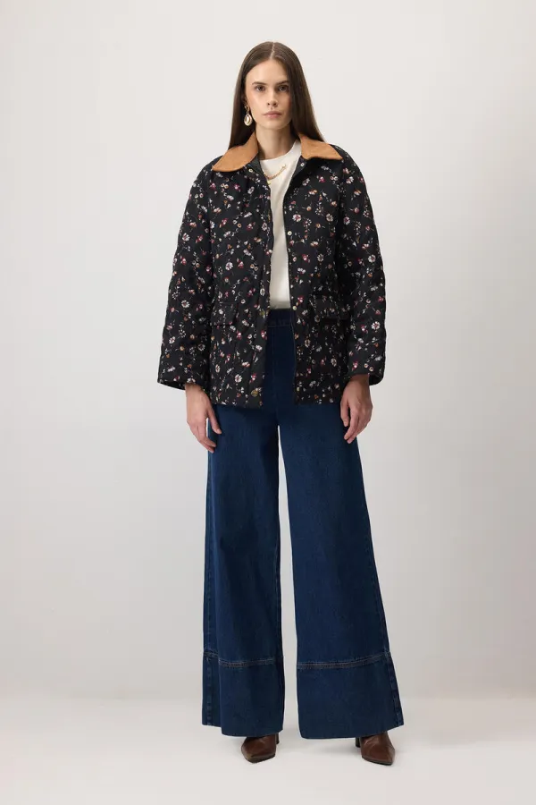 ÇİÇEK DESENLİ GABARDİN CEKET