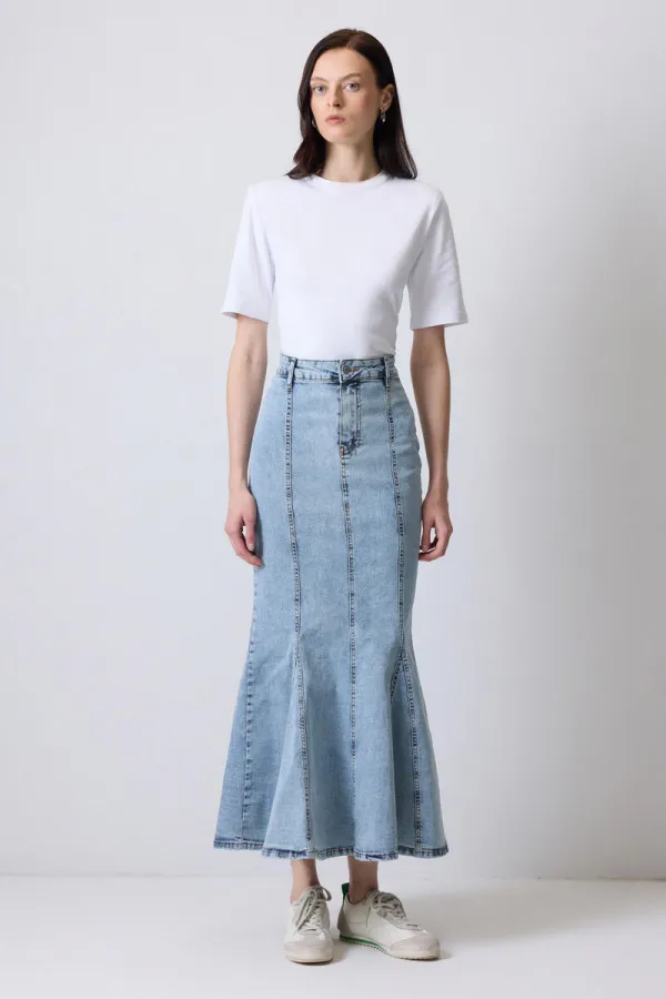 DENIM FISHTAIL SKIRT
