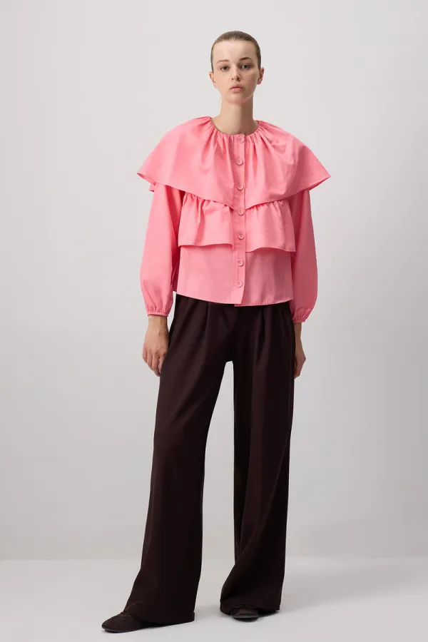 CHEMISE COURTE À VOLANTS