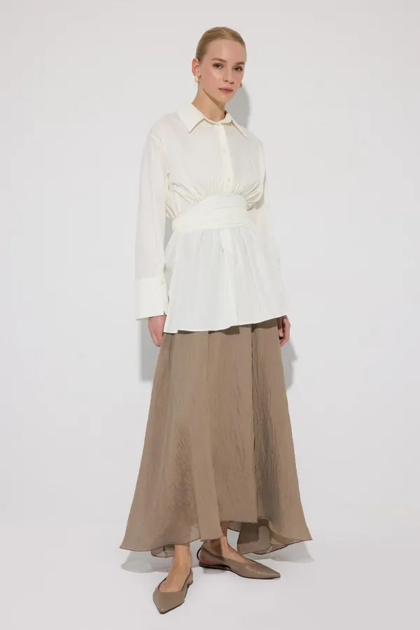 PEPLUM TUNIC WITH CORSET AT THE WAIST